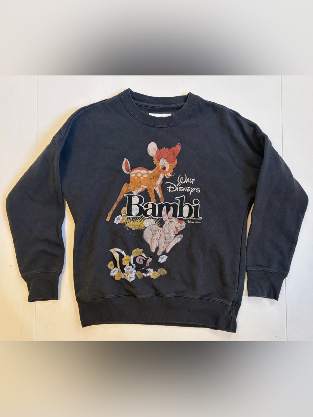 Abercrombie Kids Disney Bambi Graphic Crew Sweatshirt Grey Sz 11/12 Large